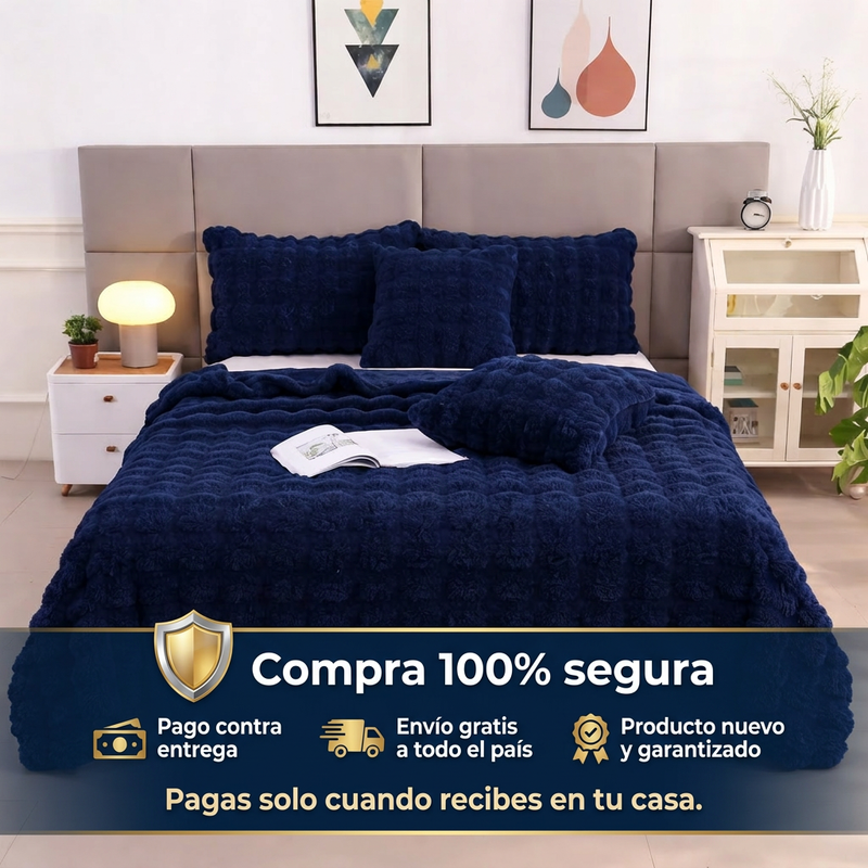 COBIJA PREMIUM PIEL DE CONEJO 2,00 x 2,00 m ✨ Máxima suavidad, abrigo y confort para tus noches